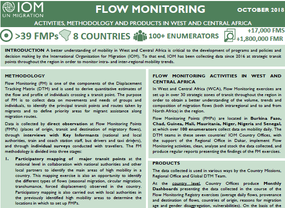 IOM Flow Monitoring in West and Central Africa (2018)