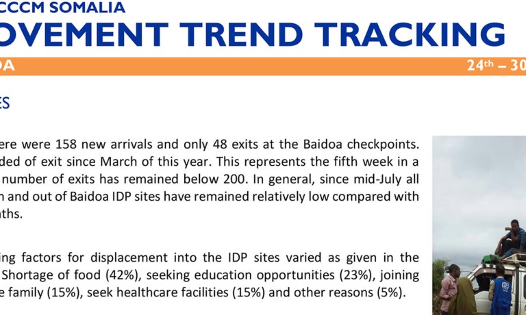 Somalia - Baidoa Movement Trend Tracking Report (24-30 August 2018)