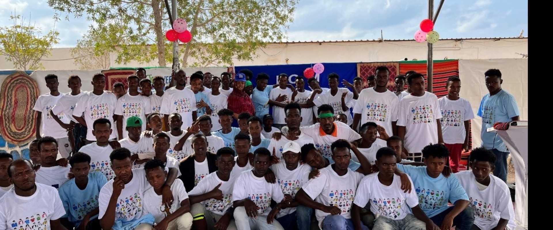 Migrants celebrating the International Migrants Day at the MRC in Obock. © Photo: IOM Djibouti 2022